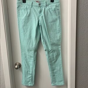 Aqua and White polka-dot Pants